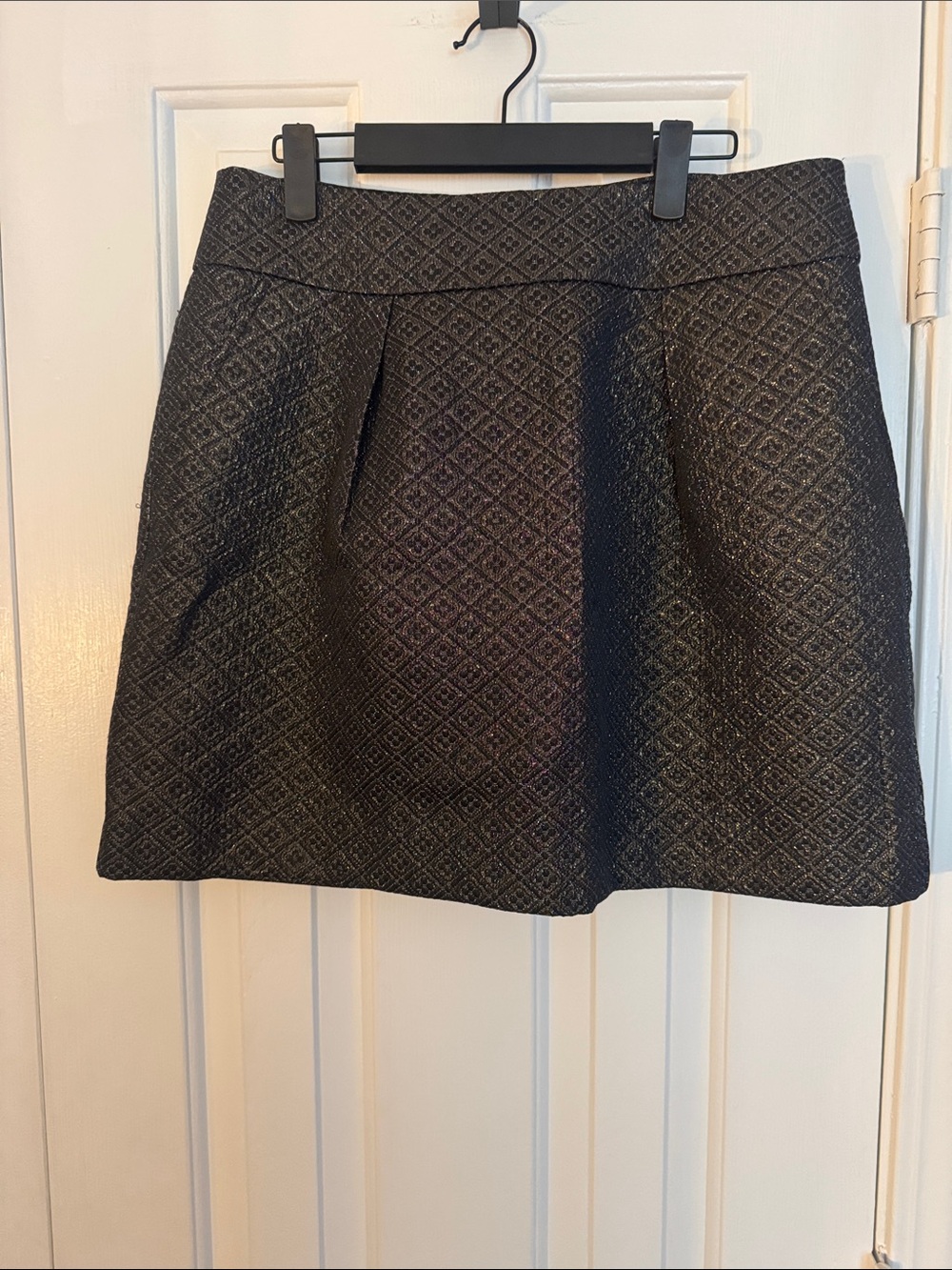 LOFT Black Textured A-Line Mini Skirt